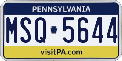PA license plate MSQ5644