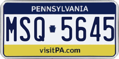 PA license plate MSQ5645