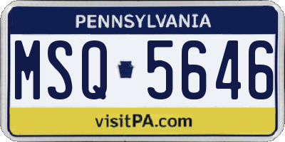 PA license plate MSQ5646