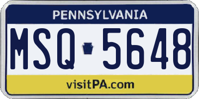 PA license plate MSQ5648