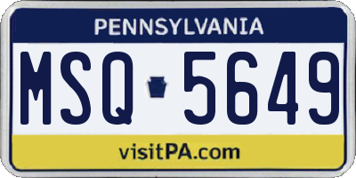PA license plate MSQ5649