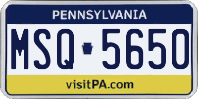 PA license plate MSQ5650