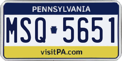 PA license plate MSQ5651