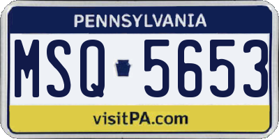 PA license plate MSQ5653