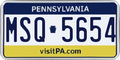 PA license plate MSQ5654