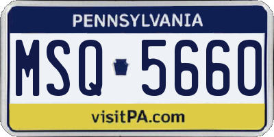PA license plate MSQ5660