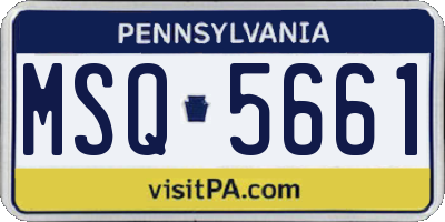 PA license plate MSQ5661