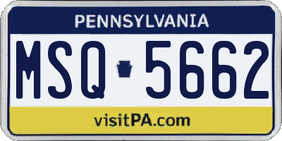 PA license plate MSQ5662