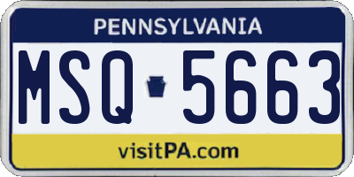 PA license plate MSQ5663