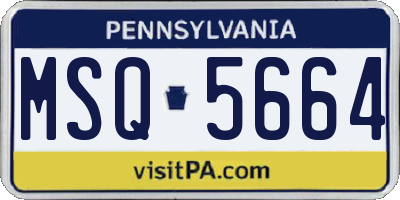 PA license plate MSQ5664