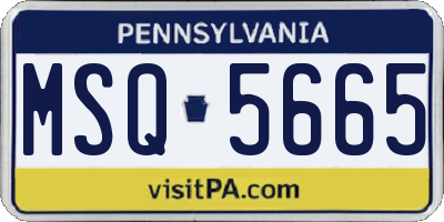 PA license plate MSQ5665