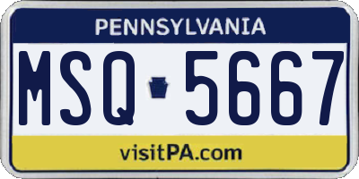PA license plate MSQ5667