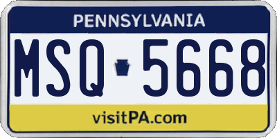 PA license plate MSQ5668