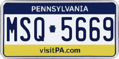 PA license plate MSQ5669