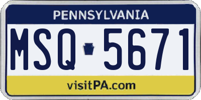 PA license plate MSQ5671