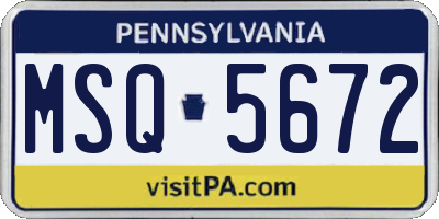 PA license plate MSQ5672
