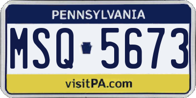 PA license plate MSQ5673