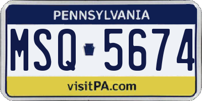 PA license plate MSQ5674