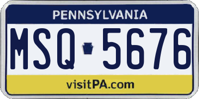 PA license plate MSQ5676