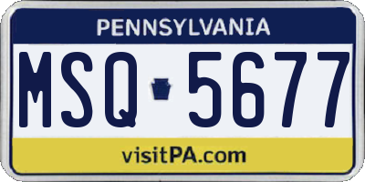 PA license plate MSQ5677