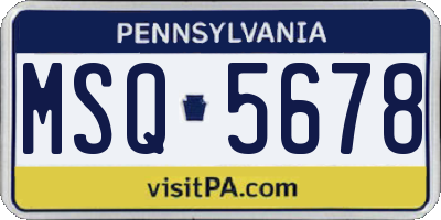 PA license plate MSQ5678