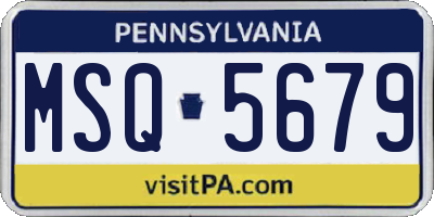 PA license plate MSQ5679