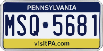 PA license plate MSQ5681