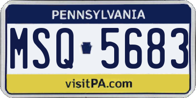 PA license plate MSQ5683