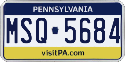 PA license plate MSQ5684