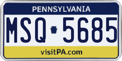 PA license plate MSQ5685
