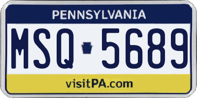 PA license plate MSQ5689