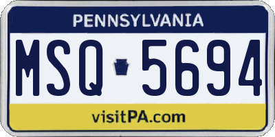 PA license plate MSQ5694
