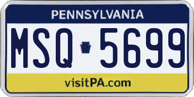 PA license plate MSQ5699