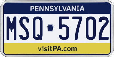 PA license plate MSQ5702