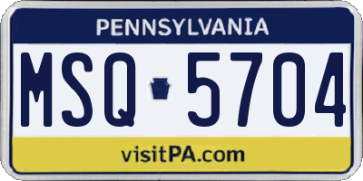 PA license plate MSQ5704