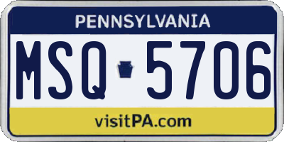 PA license plate MSQ5706