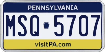 PA license plate MSQ5707