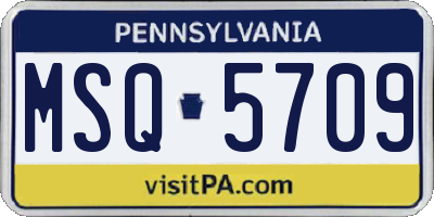 PA license plate MSQ5709