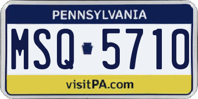 PA license plate MSQ5710