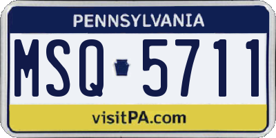 PA license plate MSQ5711