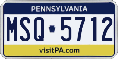 PA license plate MSQ5712