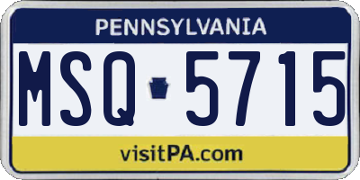 PA license plate MSQ5715