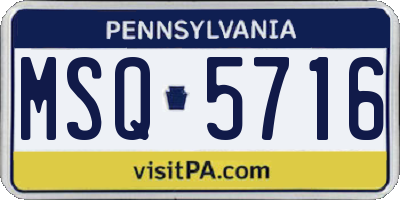 PA license plate MSQ5716