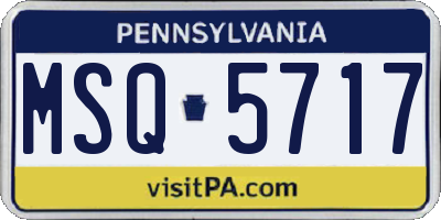 PA license plate MSQ5717