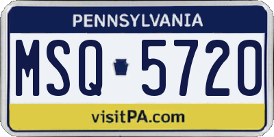 PA license plate MSQ5720