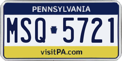 PA license plate MSQ5721