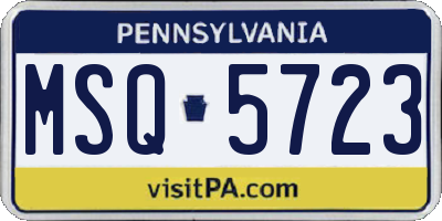 PA license plate MSQ5723