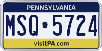PA license plate MSQ5724