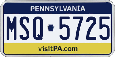 PA license plate MSQ5725