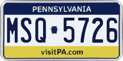PA license plate MSQ5726